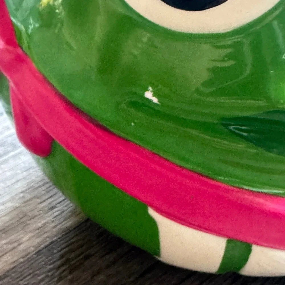 M&M's Candy Jar Green Character Cowboy Hat Ceramic Green White Pink Galerie